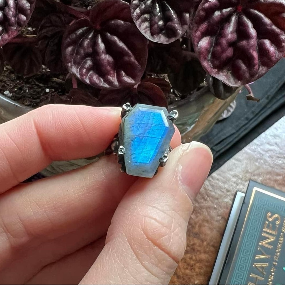 Bloodmilk jewels sterling silver OG medium easeful death labradorite ring size 6